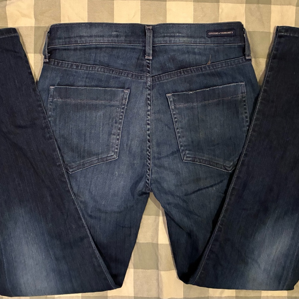 Citizens Of Humanity Slim Straight Leg Dark Wash Blue Jeans Denim Stretch 27 - Picture 2 of 7